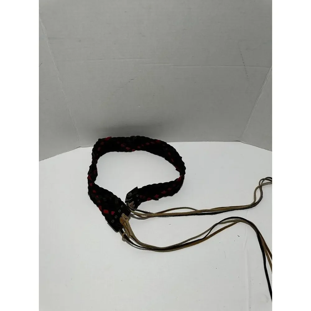 Bohemian Boho Style Woven Braided Black Wrap Belt Women's Fringe Wide Adjustable
